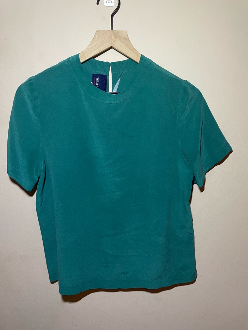 Vintage Westbound Teal 100% Silk Short-Sleeve Crewneck Top, small